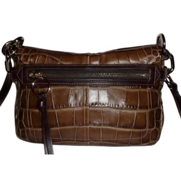 Coach 2011 Chelsea Brown Croc Embossed Leather crossbody satchel large hangtags - Picture 2 of 14